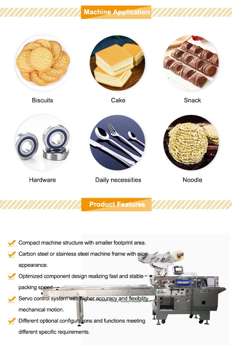 Biscuit, Moon-Cake, Sandwich Swiss Roll Servo Control Food with Ttay Automatic Flow Packaging/Packing/Package/Wrapping/Box Sealing Motion Machine