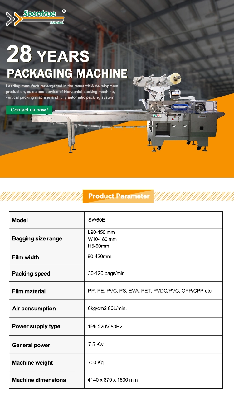 Biscuit, Moon-Cake, Sandwich Swiss Roll Servo Control Food with Ttay Automatic Flow Packaging/Packing/Package/Wrapping/Box Sealing Motion Machine